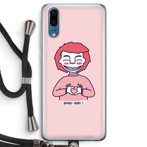 CaseCompany Hartje: Huawei P20 Transparant Hoesje met koord