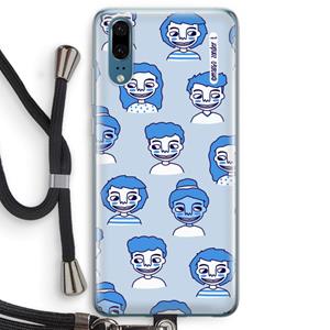 CaseCompany Gezichtjes: Huawei P20 Transparant Hoesje met koord
