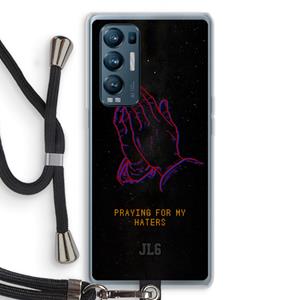 CaseCompany Praying For My Haters: Oppo Find X3 Neo Transparant Hoesje met koord