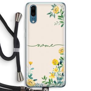 CaseCompany Gele bloemen: Huawei P20 Transparant Hoesje met koord