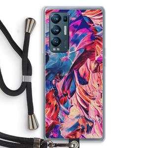 CaseCompany Pink Orchard: Oppo Find X3 Neo Transparant Hoesje met koord
