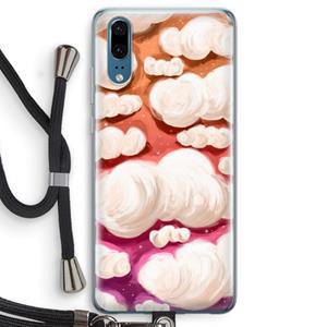CaseCompany Katoen Wolken: Huawei P20 Transparant Hoesje met koord
