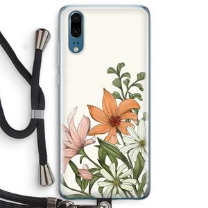 CaseCompany Floral bouquet: Huawei P20 Transparant Hoesje met koord