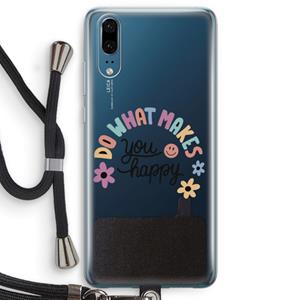 CaseCompany Happy days: Huawei P20 Transparant Hoesje met koord