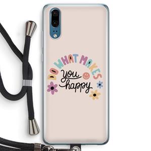 CaseCompany Happy days: Huawei P20 Transparant Hoesje met koord