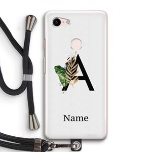 CaseCompany Charcoal Flora: Pixel 3 Transparant Hoesje met koord