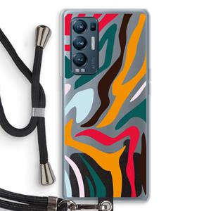 CaseCompany Colored Zebra: Oppo Find X3 Neo Transparant Hoesje met koord