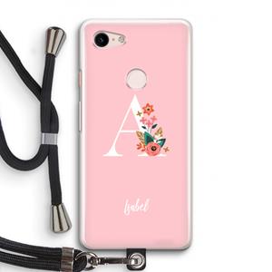 CaseCompany Pink Bouquet: Pixel 3 Transparant Hoesje met koord