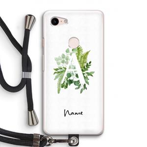 CaseCompany Green Brush: Pixel 3 Transparant Hoesje met koord