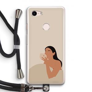 CaseCompany Fresh coffee: Pixel 3 Transparant Hoesje met koord