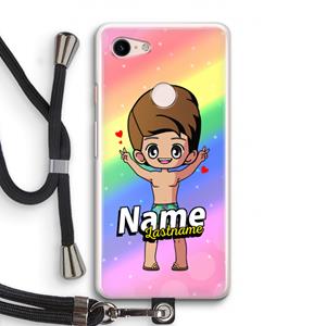 CaseCompany Chibi Maker man: Pixel 3 Transparant Hoesje met koord