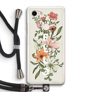 CaseCompany Hello bloemen: Pixel 3 Transparant Hoesje met koord