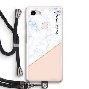 CaseCompany Marmer in stijl: Pixel 3 Transparant Hoesje met koord