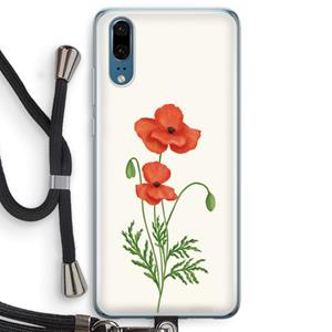 CaseCompany Red poppy: Huawei P20 Transparant Hoesje met koord