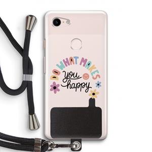 CaseCompany Happy days: Pixel 3 Transparant Hoesje met koord