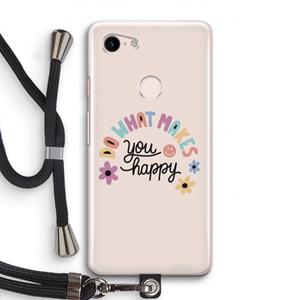 CaseCompany Happy days: Pixel 3 Transparant Hoesje met koord