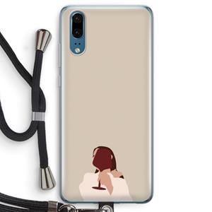 CaseCompany I drink wine: Huawei P20 Transparant Hoesje met koord