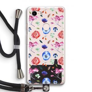 CaseCompany Bloemetjes: Pixel 3 Transparant Hoesje met koord