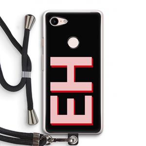 CaseCompany Monogram: Pixel 3 Transparant Hoesje met koord