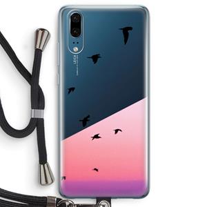 CaseCompany Fly away: Huawei P20 Transparant Hoesje met koord