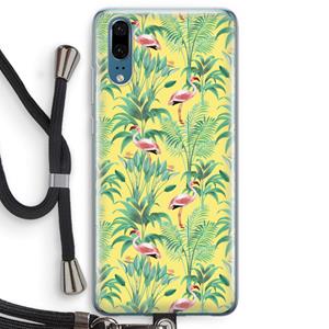 CaseCompany Flamingo party: Huawei P20 Transparant Hoesje met koord