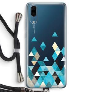 CaseCompany Gekleurde driehoekjes blauw: Huawei P20 Transparant Hoesje met koord