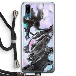 CaseCompany Pastel zwart: Huawei P20 Transparant Hoesje met koord