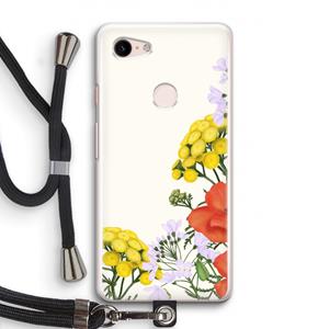 CaseCompany Wilde bloemen: Pixel 3 Transparant Hoesje met koord