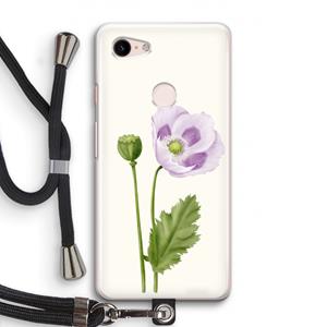 CaseCompany Purple poppy: Pixel 3 Transparant Hoesje met koord