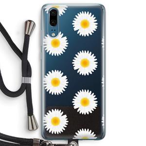 CaseCompany Margrietjes: Huawei P20 Transparant Hoesje met koord