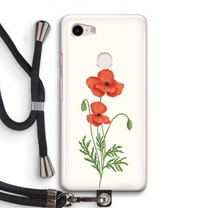 CaseCompany Red poppy: Pixel 3 Transparant Hoesje met koord