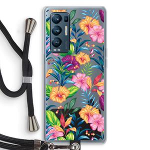 CaseCompany Tropisch 2: Oppo Find X3 Neo Transparant Hoesje met koord