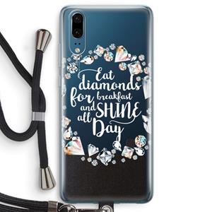 CaseCompany Diamonds: Huawei P20 Transparant Hoesje met koord