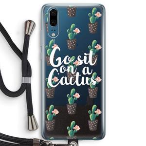 CaseCompany Cactus quote: Huawei P20 Transparant Hoesje met koord