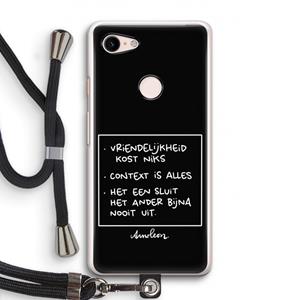 CaseCompany Mijn Motto's: Pixel 3 Transparant Hoesje met koord
