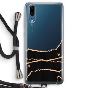CaseCompany Gouden marmer: Huawei P20 Transparant Hoesje met koord
