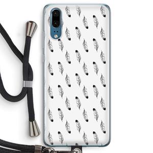 CaseCompany Pluimen: Huawei P20 Transparant Hoesje met koord
