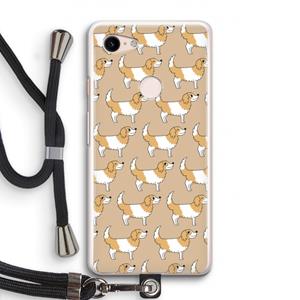 CaseCompany Doggy: Pixel 3 Transparant Hoesje met koord