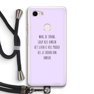 CaseCompany Sprong: Pixel 3 Transparant Hoesje met koord