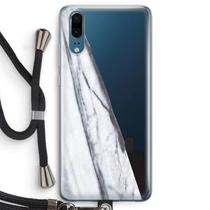 CaseCompany Gestreepte marmer: Huawei P20 Transparant Hoesje met koord