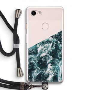 CaseCompany Zee golf: Pixel 3 Transparant Hoesje met koord