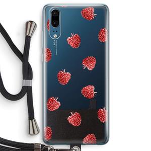 CaseCompany Framboosjes: Huawei P20 Transparant Hoesje met koord