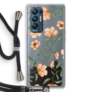 CaseCompany Peachy flowers: Oppo Find X3 Neo Transparant Hoesje met koord