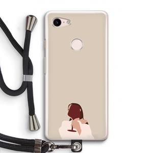 CaseCompany I drink wine: Pixel 3 Transparant Hoesje met koord