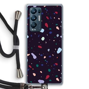 CaseCompany Dark Rounded Terrazzo: Oppo Find X3 Neo Transparant Hoesje met koord