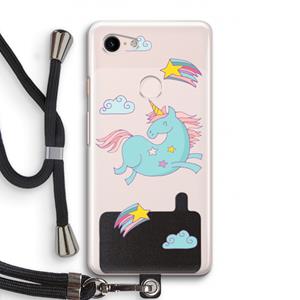 CaseCompany Vliegende eenhoorn: Pixel 3 Transparant Hoesje met koord