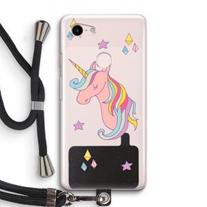 CaseCompany Roze eenhoorn: Pixel 3 Transparant Hoesje met koord