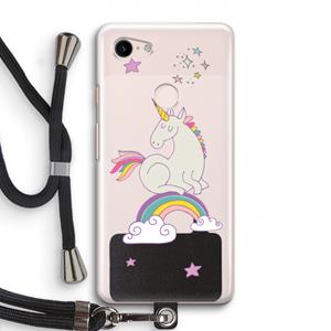 CaseCompany Regenboog eenhoorn: Pixel 3 Transparant Hoesje met koord