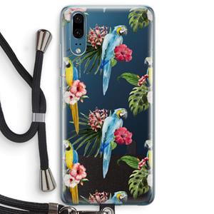 CaseCompany Kleurrijke papegaaien: Huawei P20 Transparant Hoesje met koord