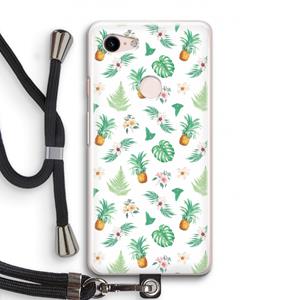 CaseCompany Ananas bladeren: Pixel 3 Transparant Hoesje met koord